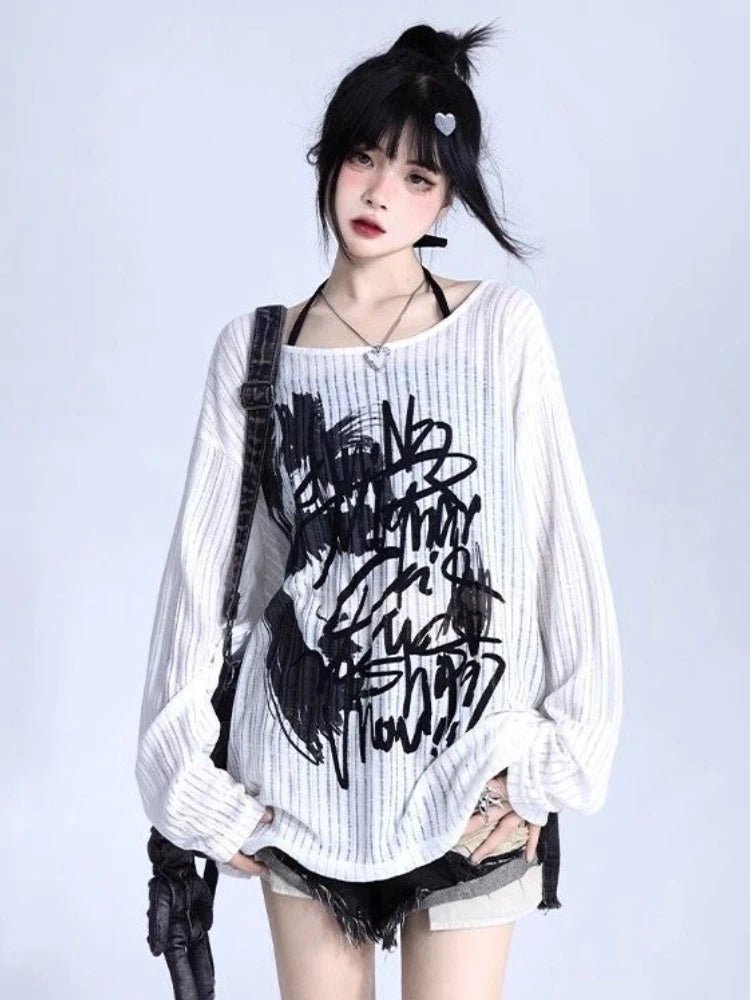 Y2K Fashion Abstract Echo Sweater - Trendy 2000s Style Knitwear