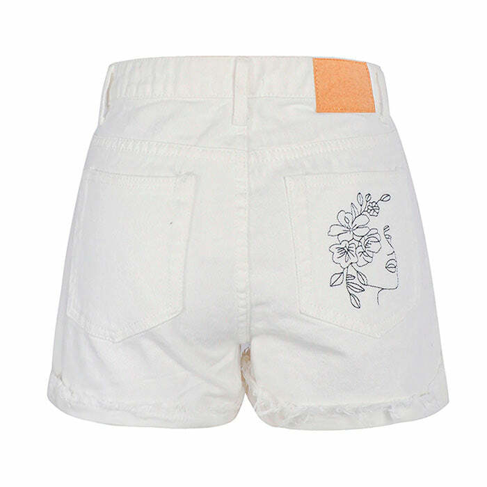 Y2K Fashion Aesthetic: Embroidered Outlines Shorts for Trendy Looks