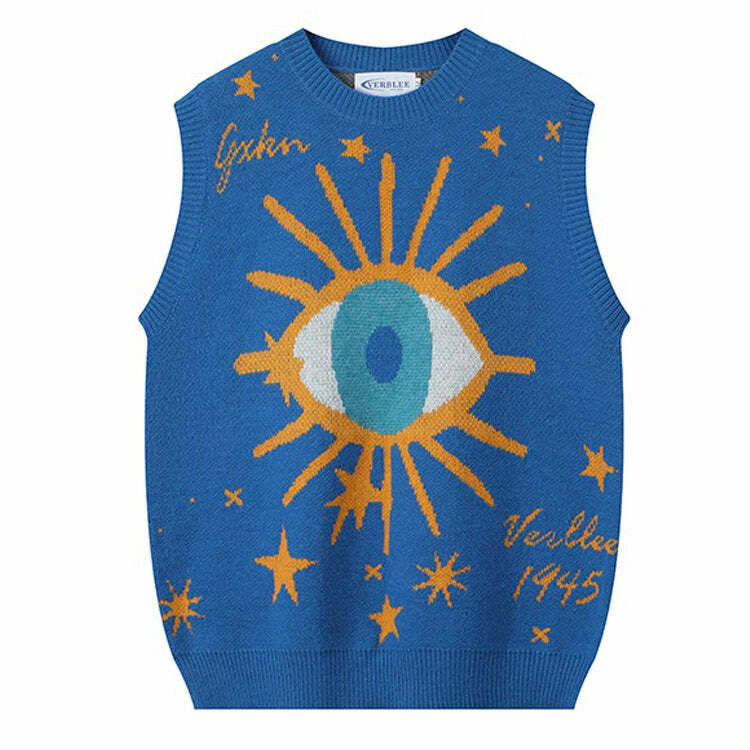 Y2K Fashion All-Seeing Eye & Stars Aesthetic Vest for Trendy Looks