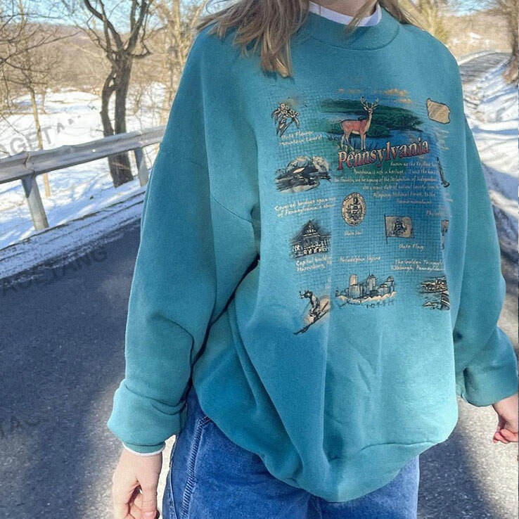 Y2K Fashion American Girl Pennsylvania Sweatshirt - 2000s Style Essential