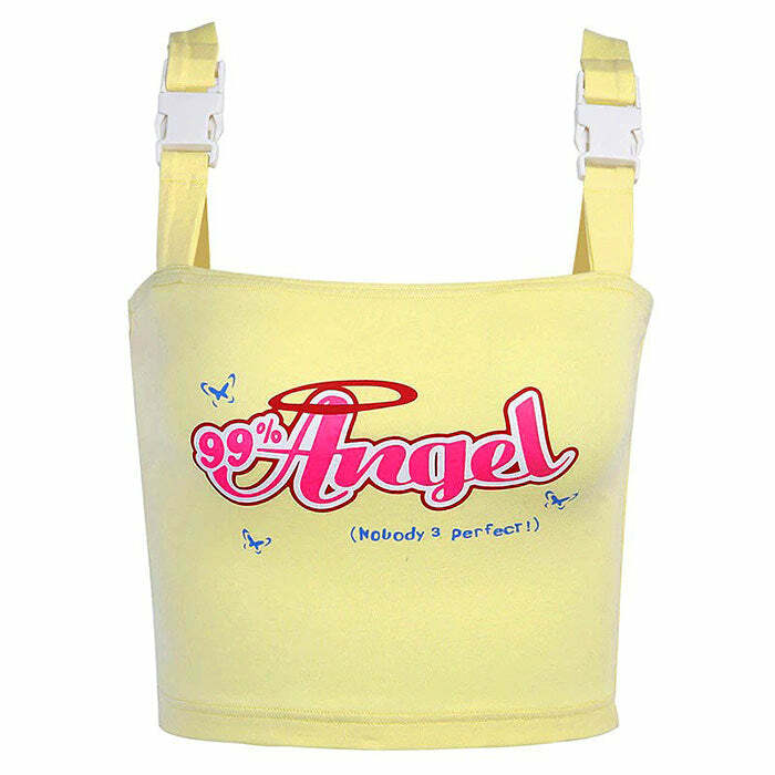 Y2K Fashion Angel Buckle Crop Top - Trendy 2000s Style Aesthetic