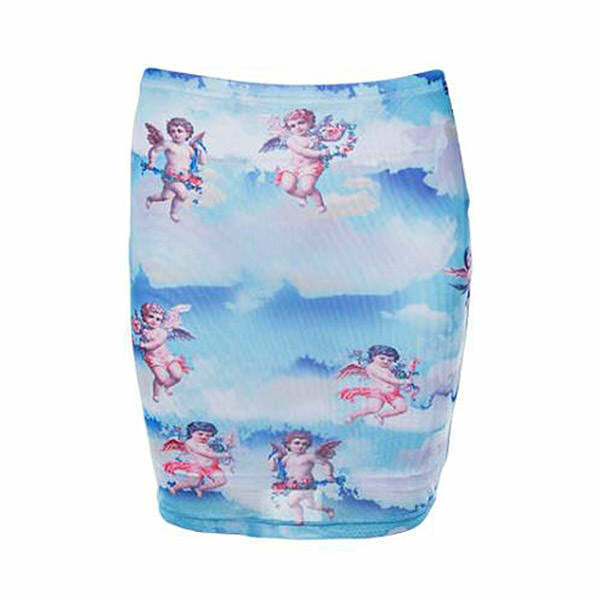 Y2K Fashion Angel Mini Skirt - Trendy 2000s Style for Effortless Chic