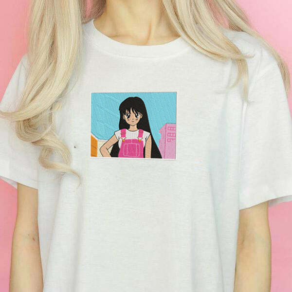 Y2K Fashion Anime Embroidered T-Shirt - Trendy 2000s Style Top