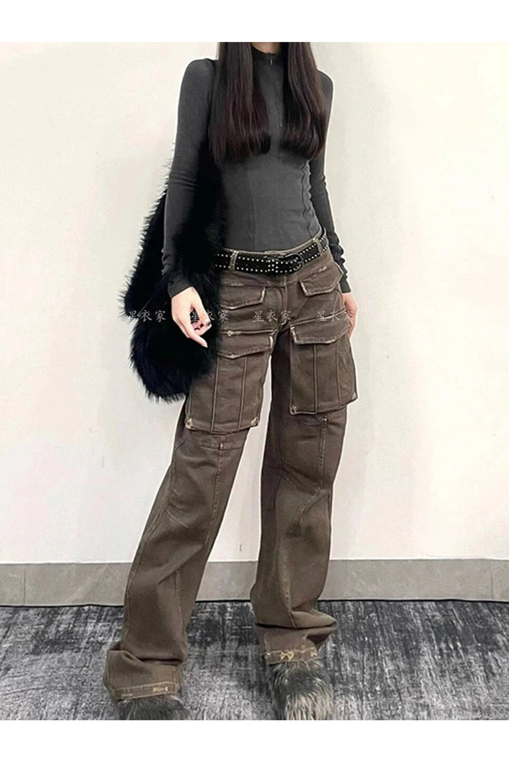 Y2K Fashion Arctic Edge Cargo Pants - Trendy 2000s Style for Women