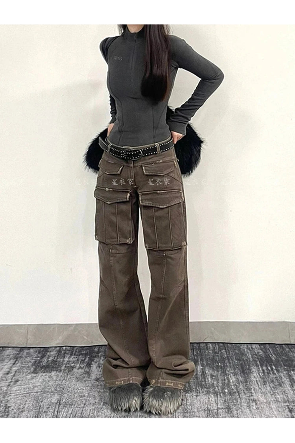 Y2K Fashion Arctic Edge Cargo Pants - Trendy 2000s Style for Women