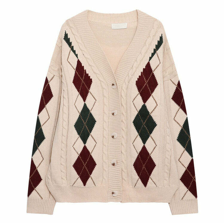 Y2K Fashion Argyle Cardigan: Trendy 2000s Style for Effortless Outfits