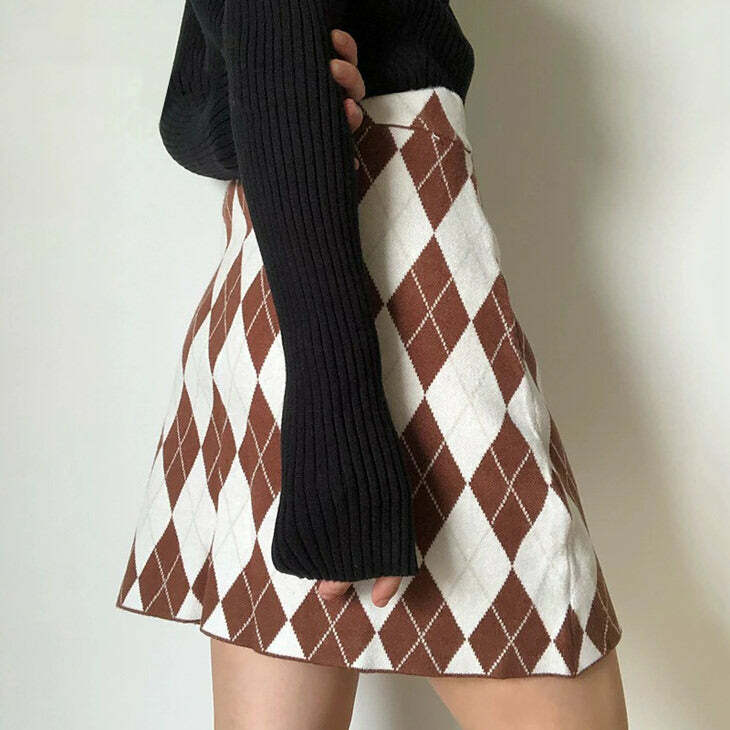 Y2K Fashion Argyle Print Mini Skirt - Trendy 2000s Style Outfit