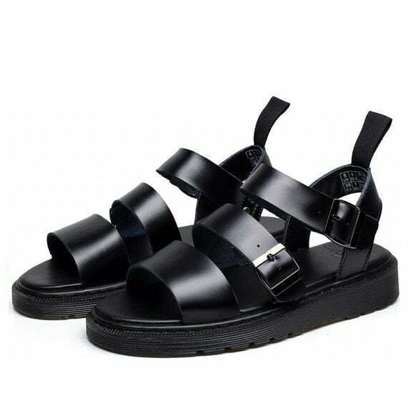 Y2K Fashion Asphalt Flat Sandals: Trendy 2000s Style Footwear