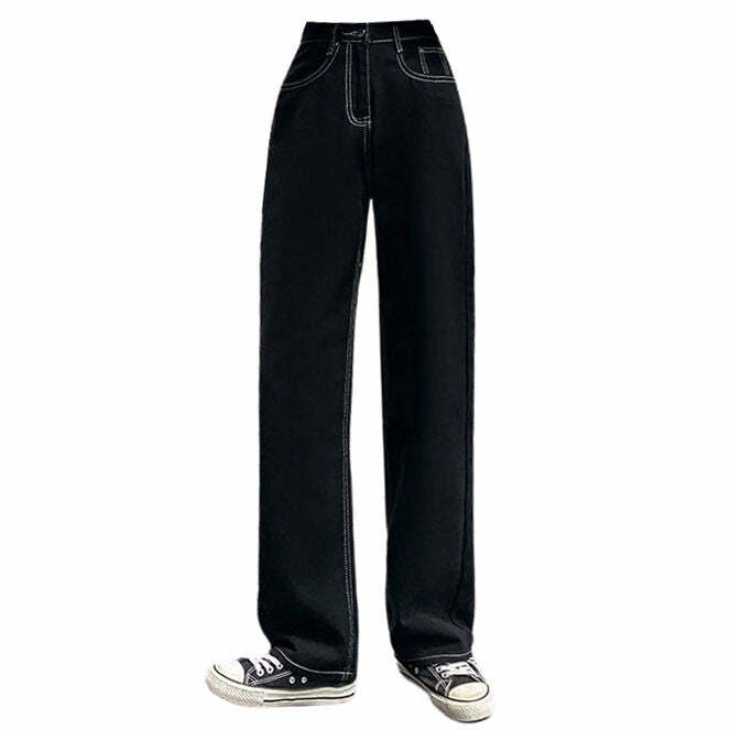 Y2K Fashion Baby Lies Wide Jeans - Trendy 2000s Style for Every Occasion