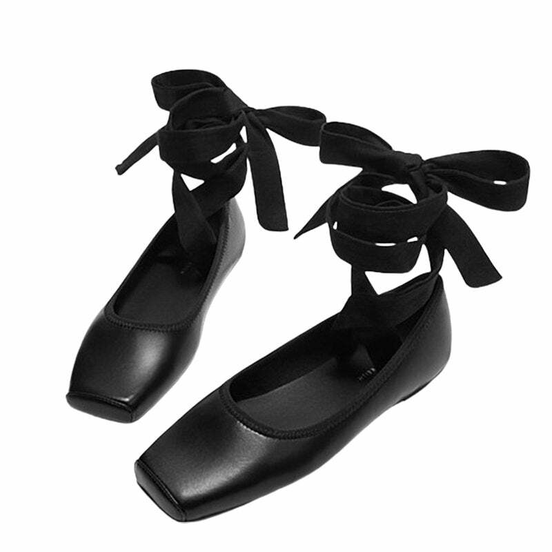 Y2K Fashion Ballet Class Cross-Strap Flats - Trendy 2000s Style Shoes