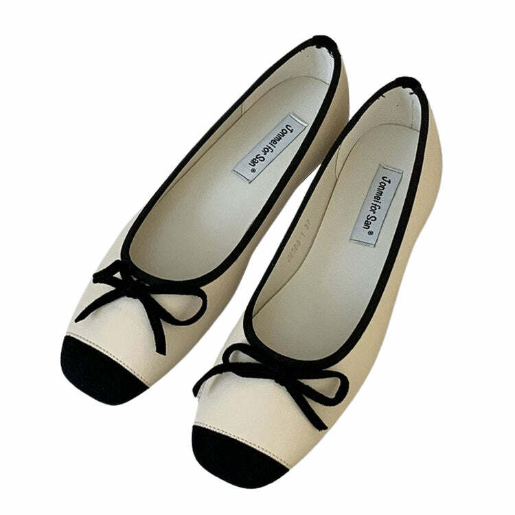 Y2K Fashion Ballet Core Bow Flats - Trendy 2000s Style Footwear