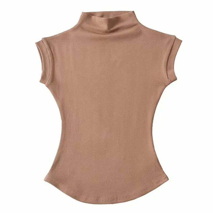 Y2K Fashion Basic Turtleneck Top - Trendy 2000s Style Essential