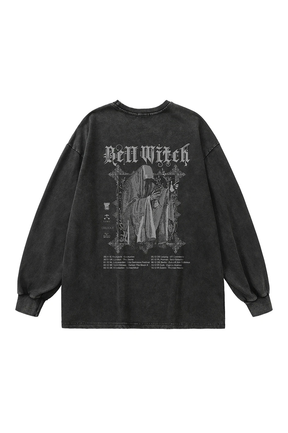 Y2K Fashion Bell Witch Gothic Long Sleeve Top - 2000s Style Aesthetic