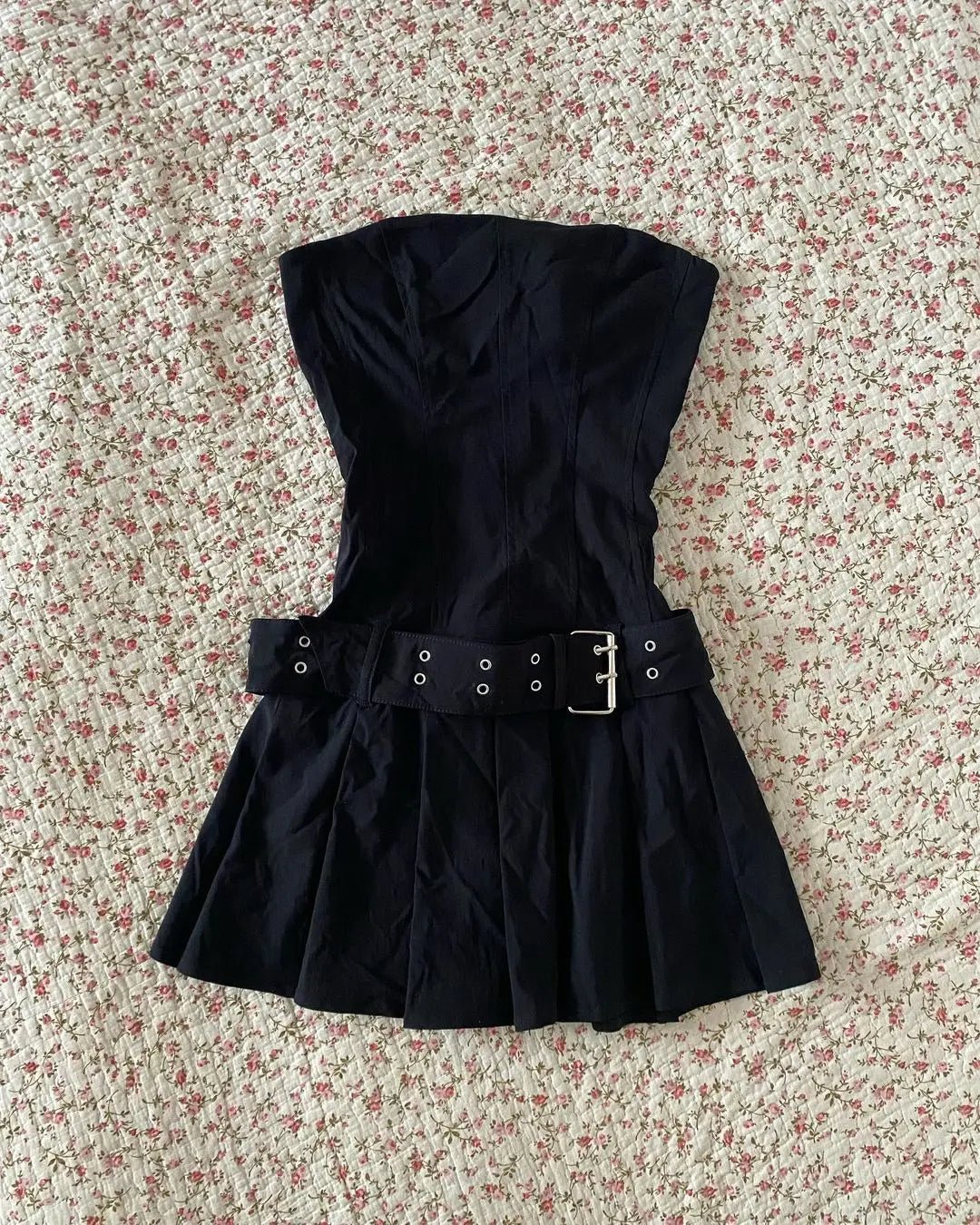 Y2K Fashion Belted Corset Mini Dress - 2000s Style Aesthetic Outfit