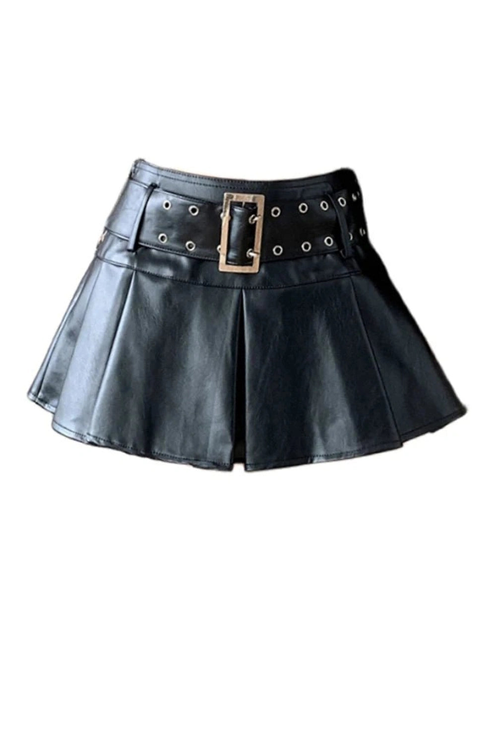 Y2K Fashion Black Belted Pleated Mini Skirt - 2000s Style Essential