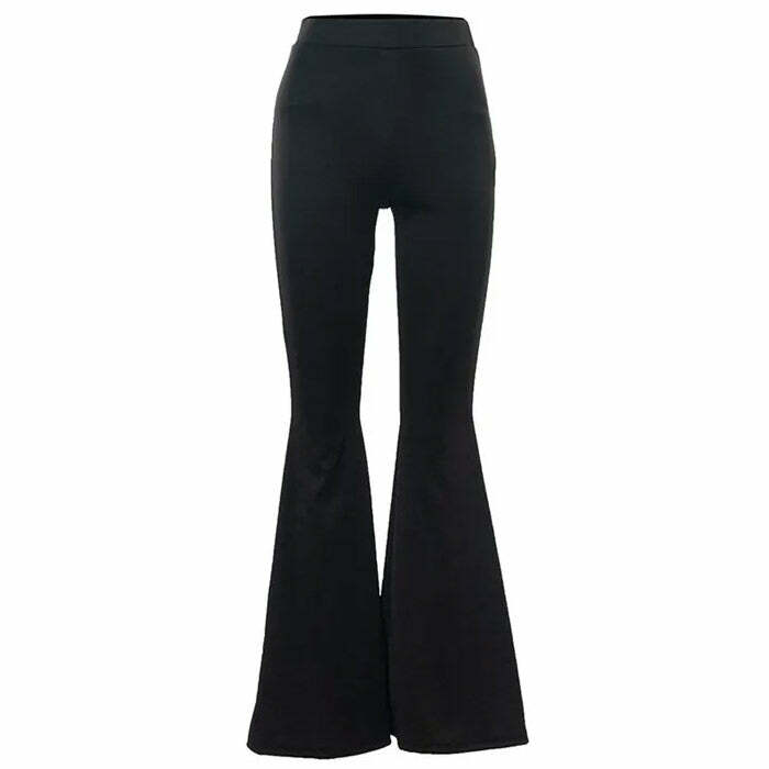 Y2K Fashion Black Flared Trousers - Trendy 2000s Style Pants