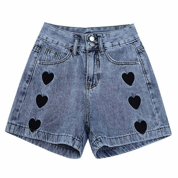 Y2K Fashion Black Hearts Shorts - Trendy 2000s Style for Women