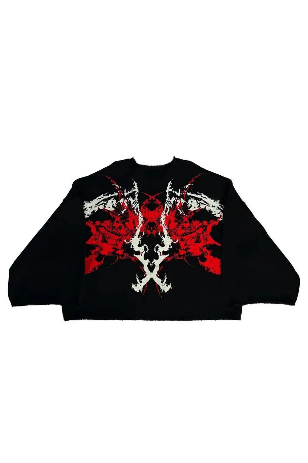 Y2K Fashion Black Metal Flame Graphic Sweater - 2000s Style Aesthetic