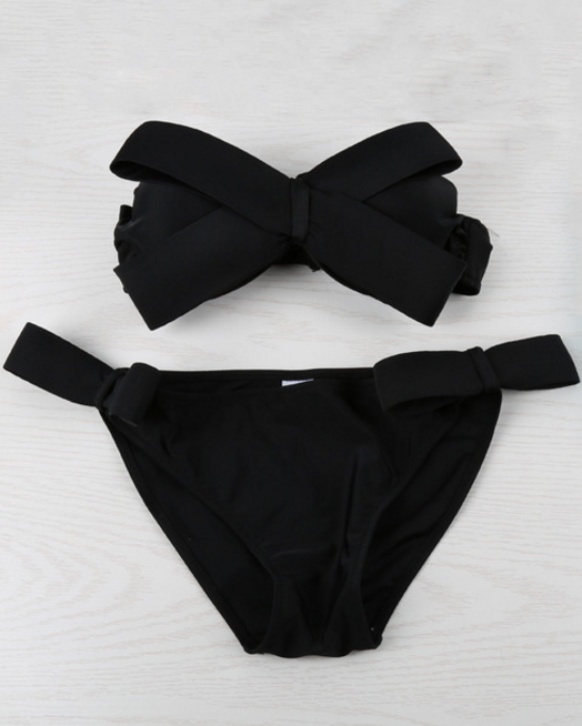 Y2K Fashion Bow Bandeau Bikini Set - Trendy 2000s Style Swimwear