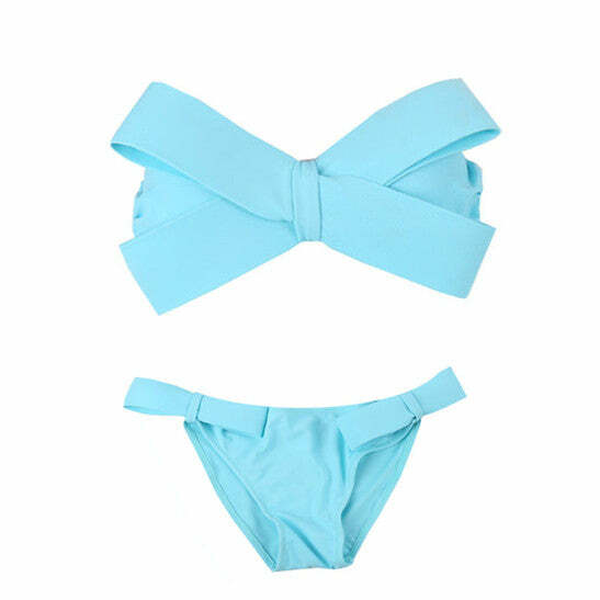 Y2K Fashion Bow Bandeau Bikini Set - Trendy 2000s Style Swimwear