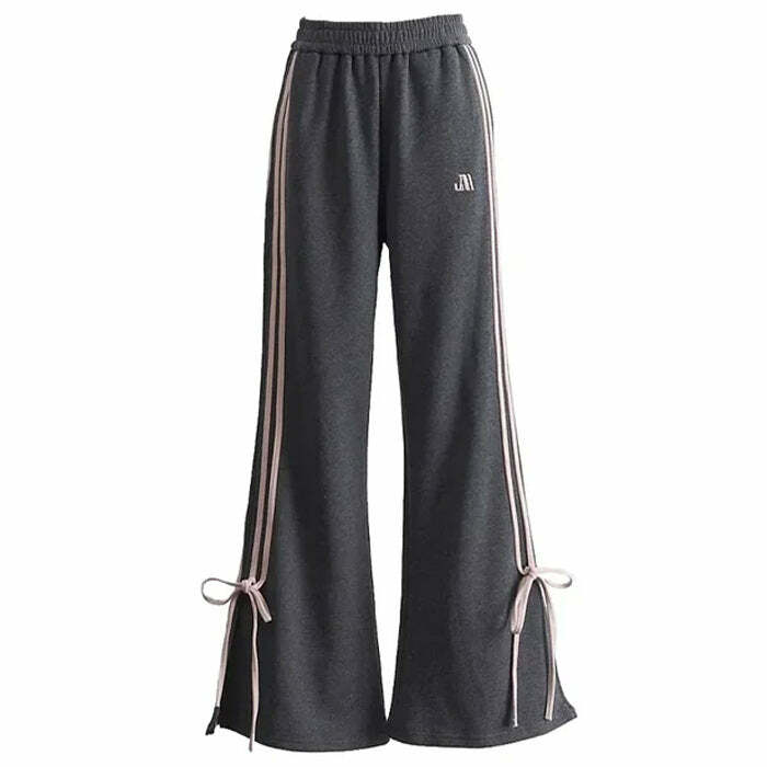 Y2K Fashion Bow Side Stripe Sweatpants - Trendy 2000s Style Bottoms