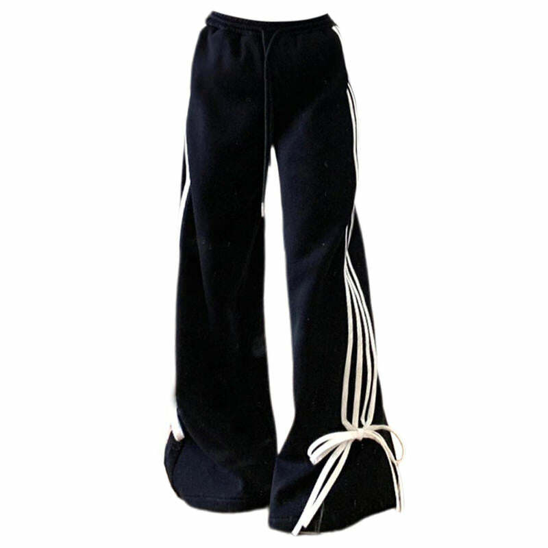 Y2K Fashion Bow Tie Side Stripe Pants - Trendy 2000s Style Outfit