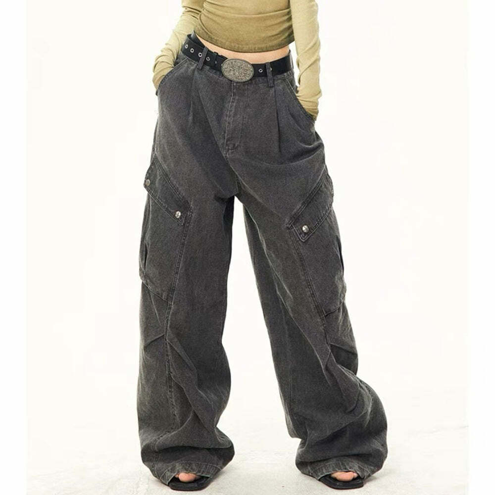 Y2K Fashion Boy Skater Cargo Jeans - Retro 2000s Style Pants