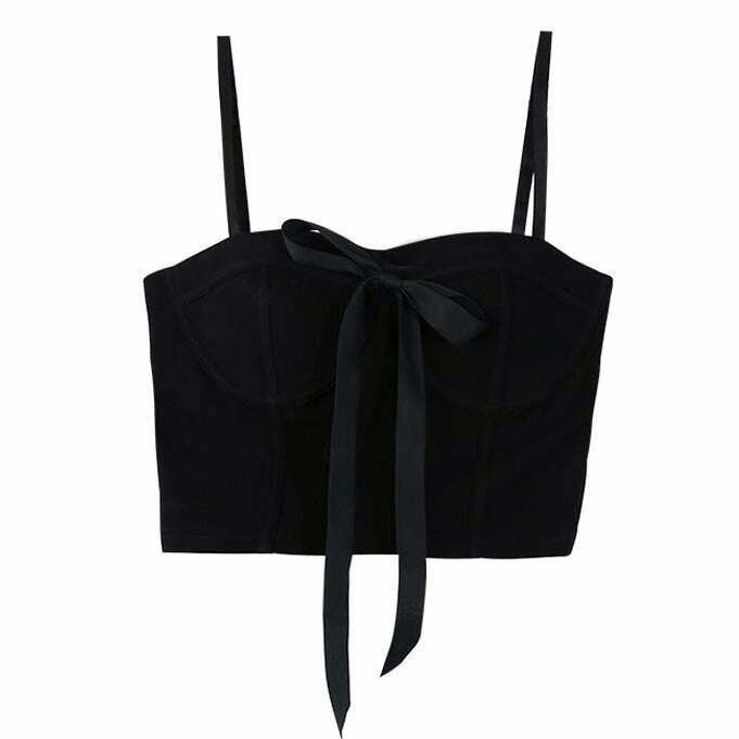 Y2K Fashion Bustier Top with Front Bow - Trendy 2000s Style Clothing