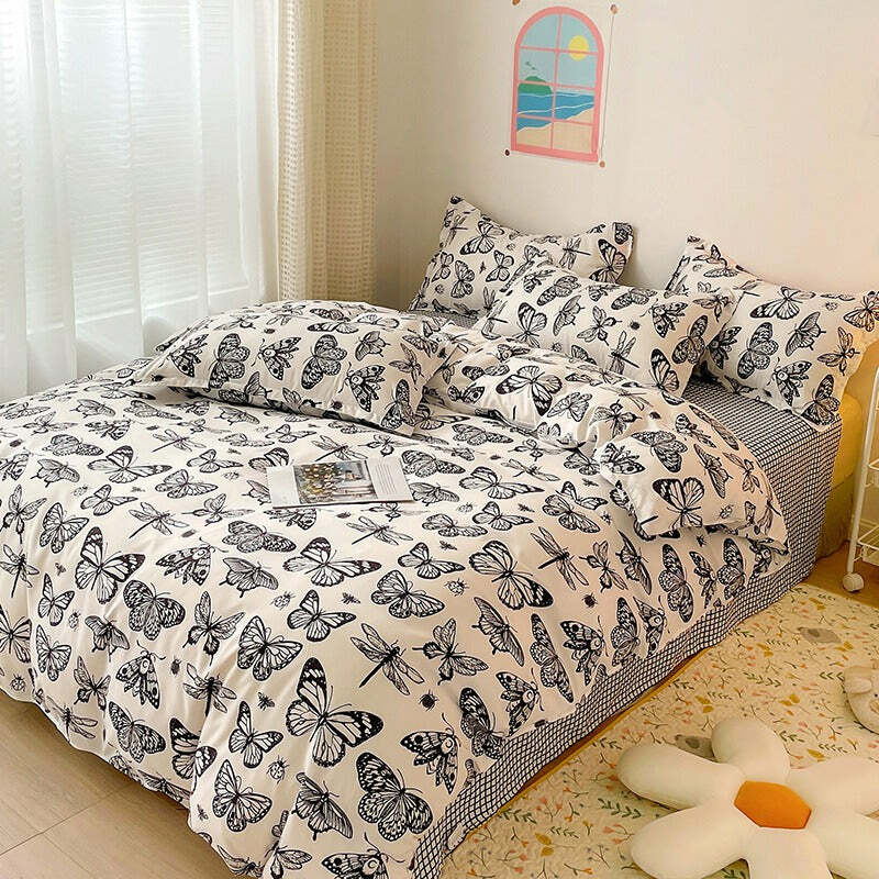 Y2K Fashion Butterfly Aesthetic Bedding Set - 2000s Style Home Decor