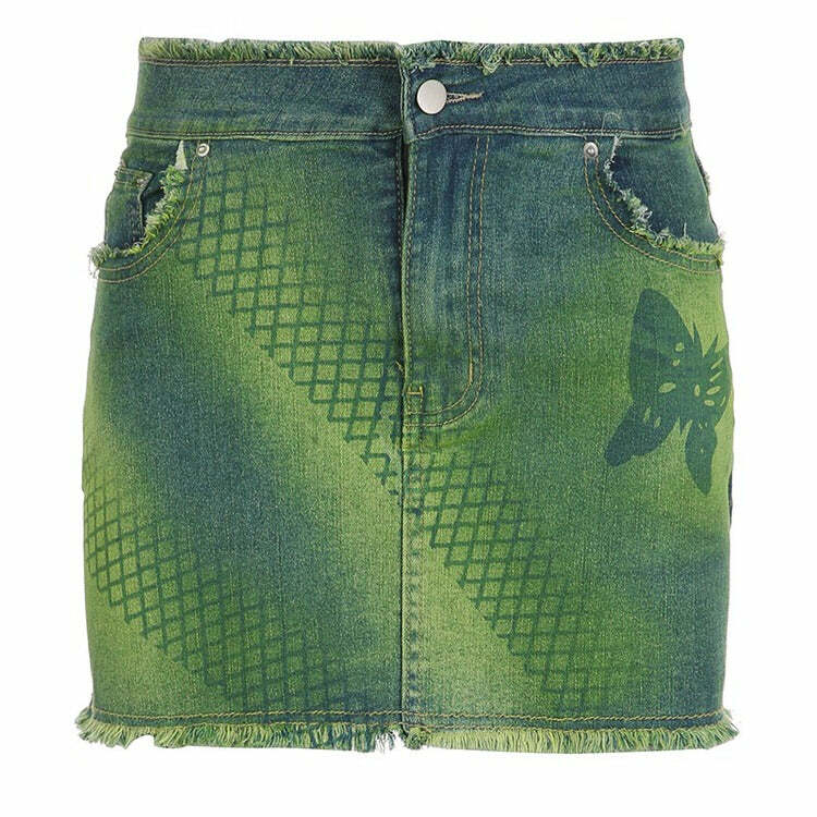 Y2K Fashion Butterfly Aesthetic Denim Skirt - 2000s Style Must-Have