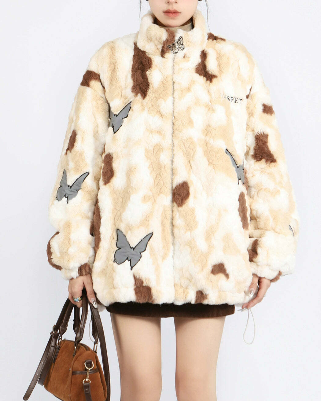 Y2K Fashion Butterfly Aesthetic Oversized Fur Jacket for Trendy Looks