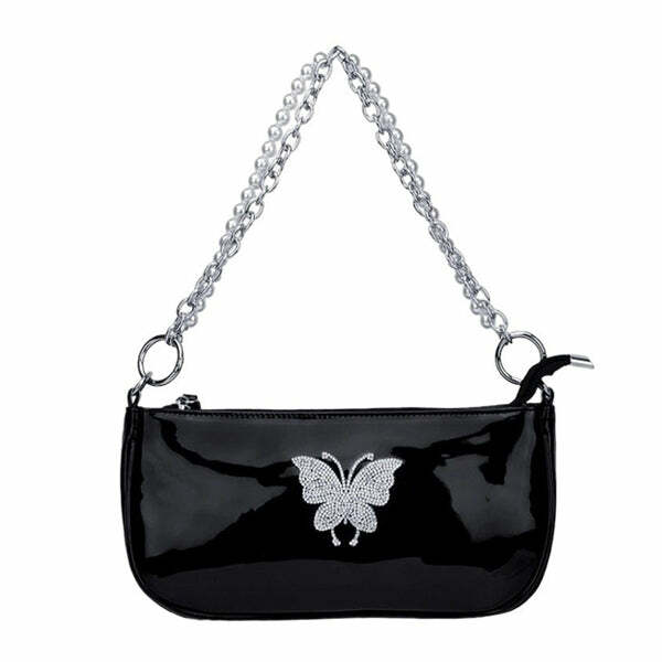 Y2K Fashion Butterfly Baguette Bag - Trendy 2000s Style Accessory