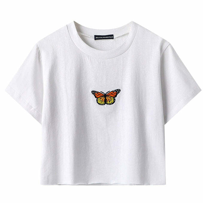 Y2K Fashion Butterfly Cropped Tee - Trendy 2000s Style Top