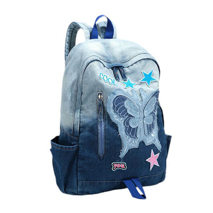 Y2K Fashion Butterfly Denim Backpack - Trendy 2000s Style Accessory