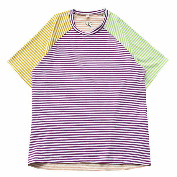 Y2K Fashion Candy Stripes Tee - Retro 2000s Style Top for Trendy Looks