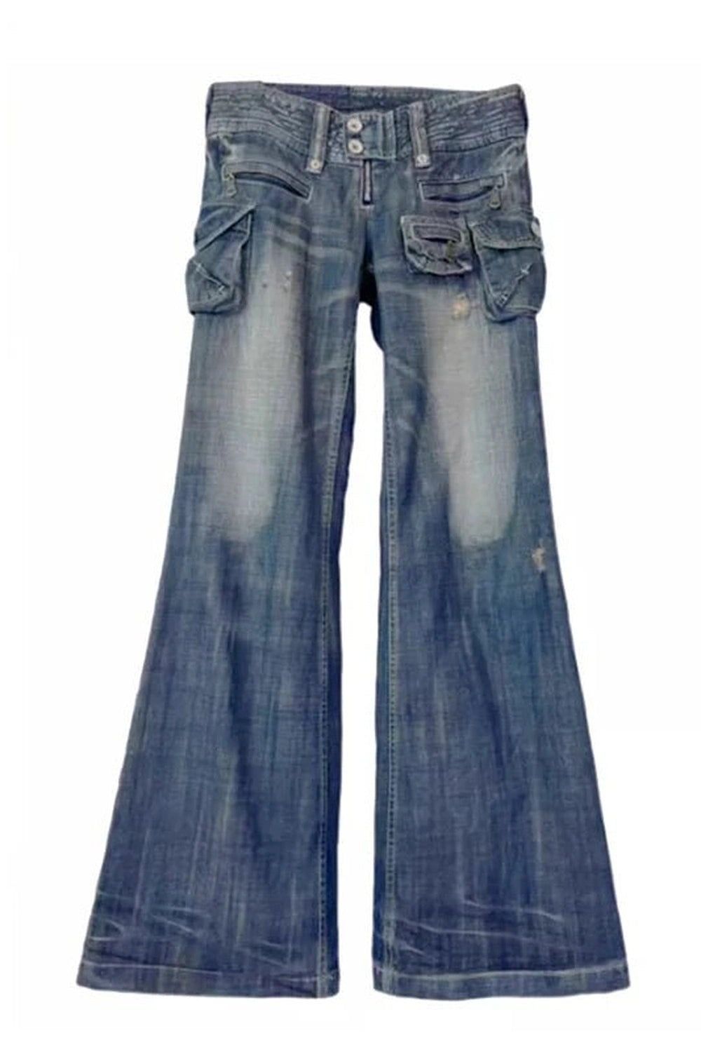 Y2K Fashion Cargo Chic Wide-Leg Jeans - Trendy 2000s Style Outfit