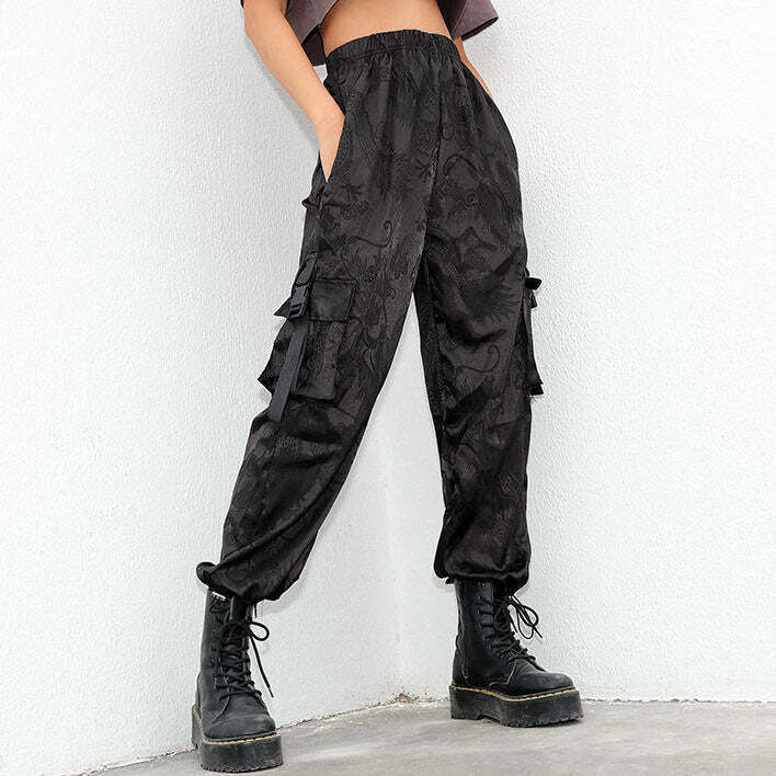 Y2K Fashion Chinese Dragon Cargo Pants - Trendy 2000s Style Outfit