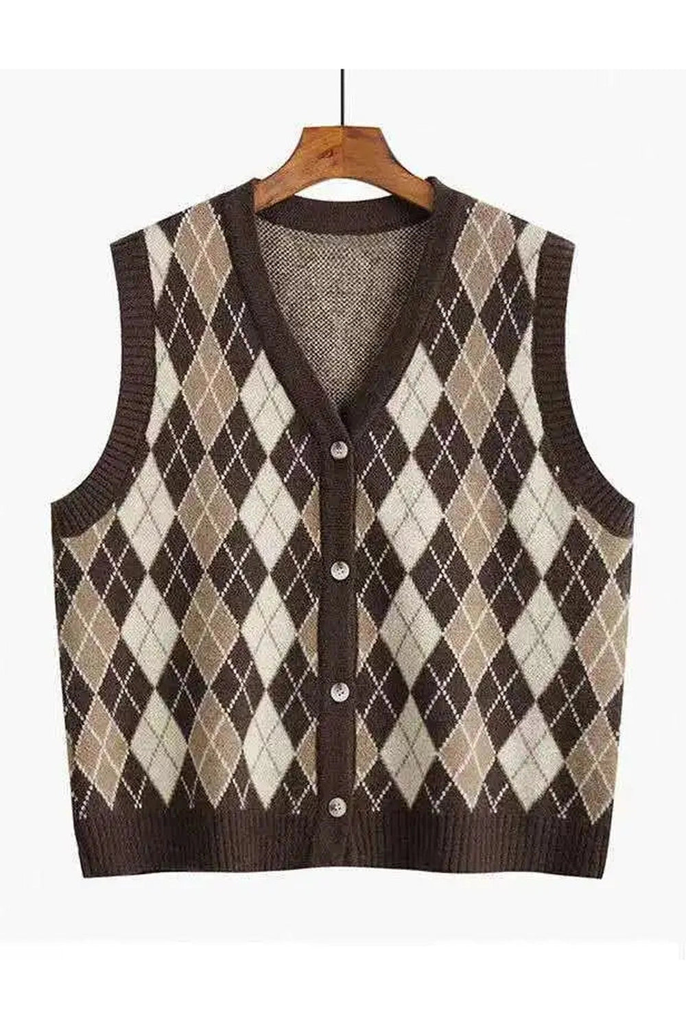 Y2K Fashion Classic Argyle Knit Vest - Retro 2000s Style Essential