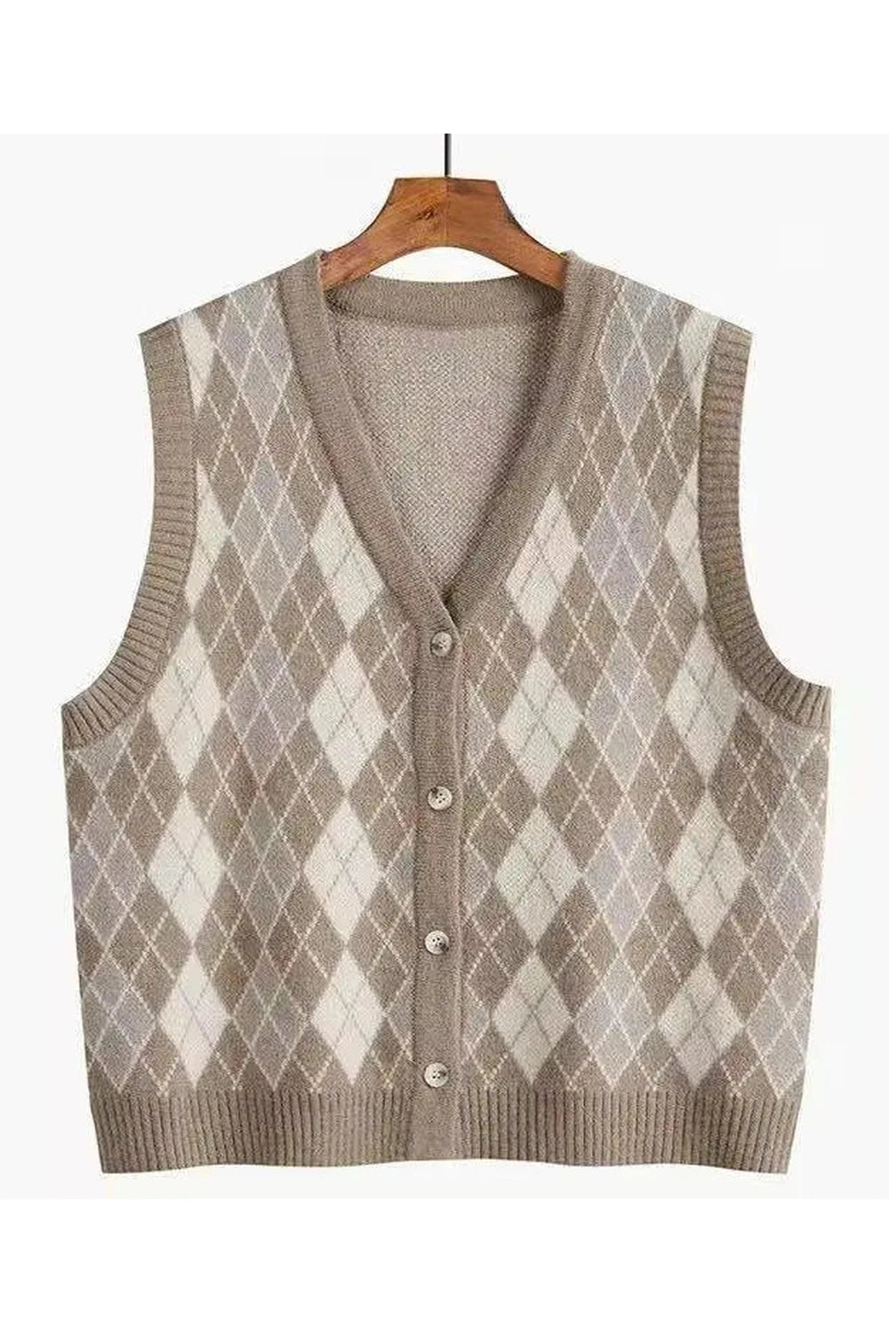 Y2K Fashion Classic Argyle Knit Vest - Retro 2000s Style Essential