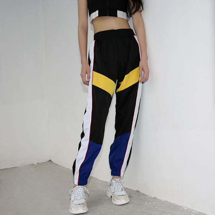 Y2K Fashion Color Block Pants - Retro 2000s Style for Trendy Looks