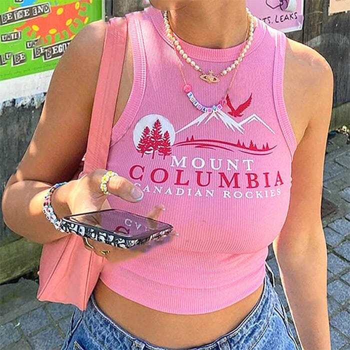 Y2K Fashion Columbia Tank Top: Trendy 2000s Style for Effortless Looks