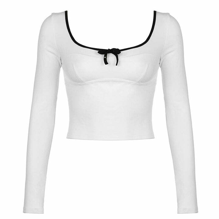 Y2K Fashion Coquette Aesthetic Long Sleeve Top - 2000s Style Essential