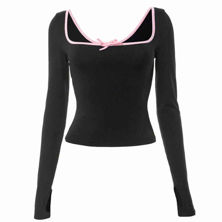 Y2K Fashion Coquette Aesthetic Long Sleeve Top - 2000s Style Essential