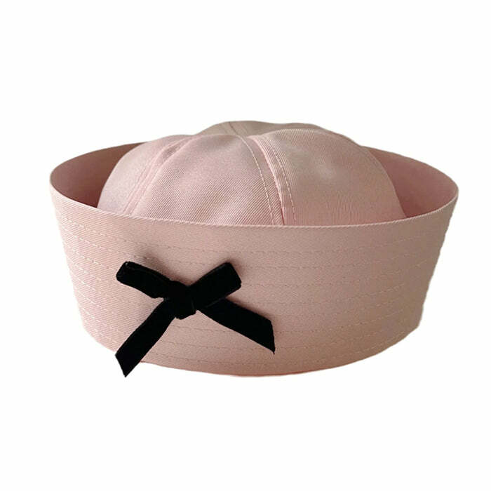 Y2K Fashion Coquette Girl Bow Sailor Hat - Trendy 2000s Style Accessory