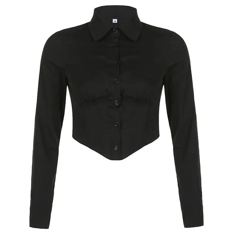 Y2K Fashion Corset Button-Up Blouse: Trendy 2000s Style Top