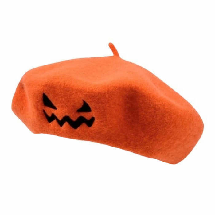 Y2K Fashion Crazy Pumpkin Beret - Trendy 2000s Style Accessory