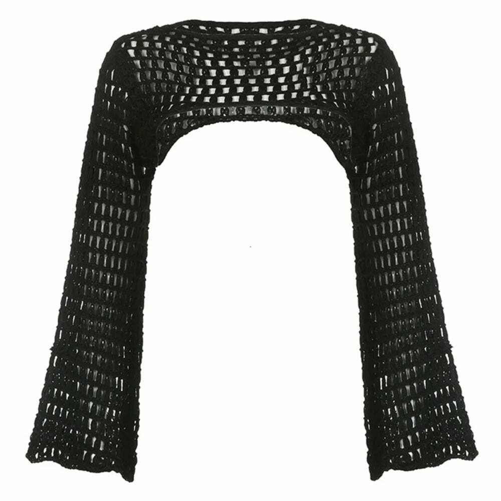 Y2K Fashion Crochet Bolero Shrug Top - Trendy 2000s Style Layering