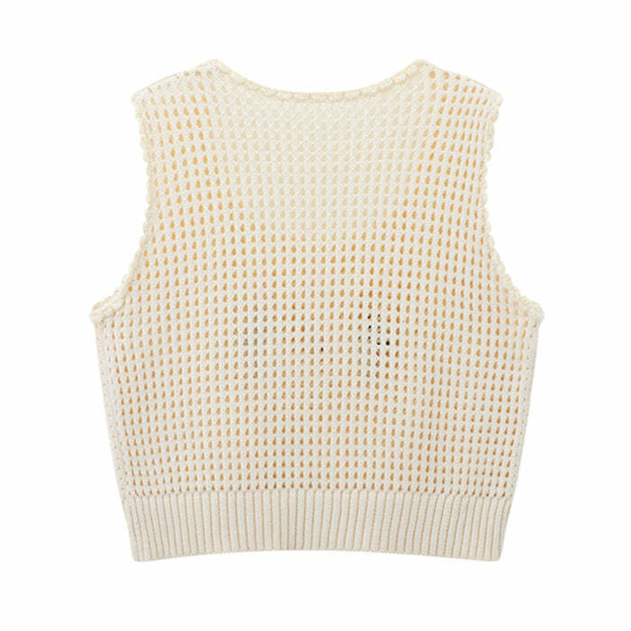 Y2K Fashion Cropped Knit Vest - Trendy 2000s Style for Modern Outfits