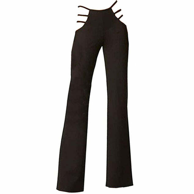 Y2K Fashion Cut Out Flare Trousers - Trendy 2000s Style Pants