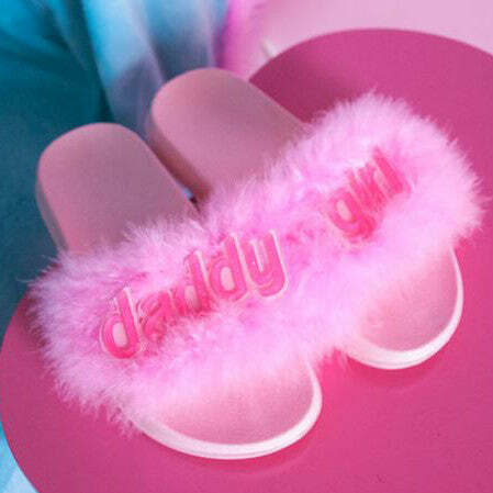 Y2K Fashion Daddy Girl Fur Sandals - Trendy 2000s Style Footwear